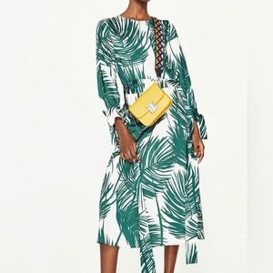 Zara Midi Leaf Print Dress